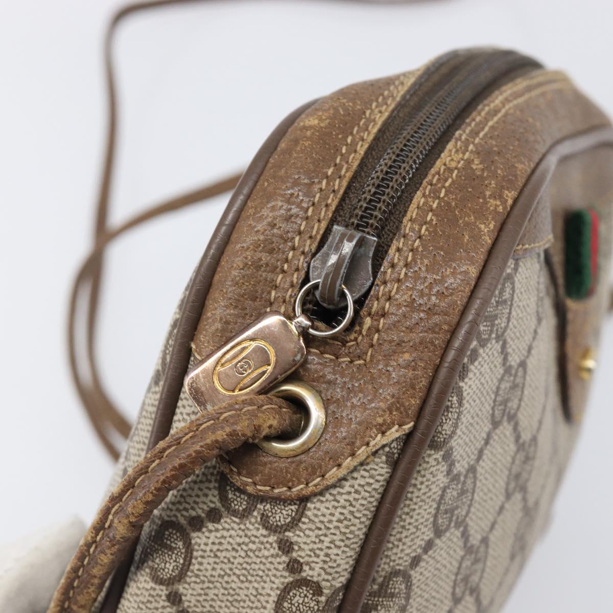 GUCCI GG Supreme Web Sherry Line Bag PVC Beige Gold 89 02 066 Auth 199976