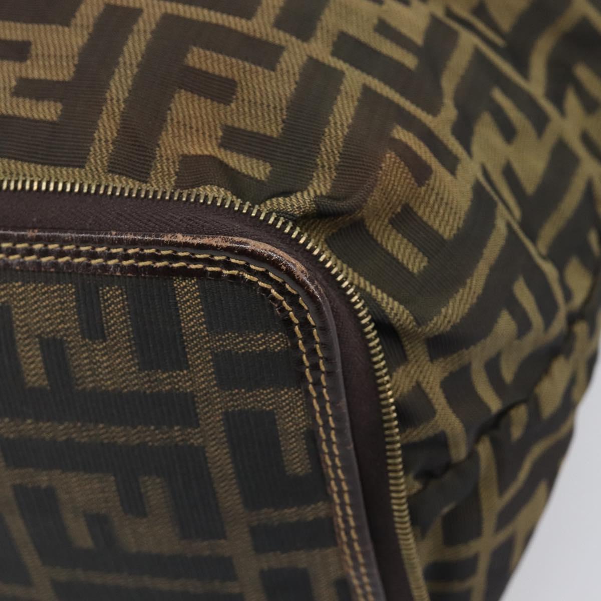 FENDI Zucca Canvas Tote Bag Nylon Brown Black Auth 199977