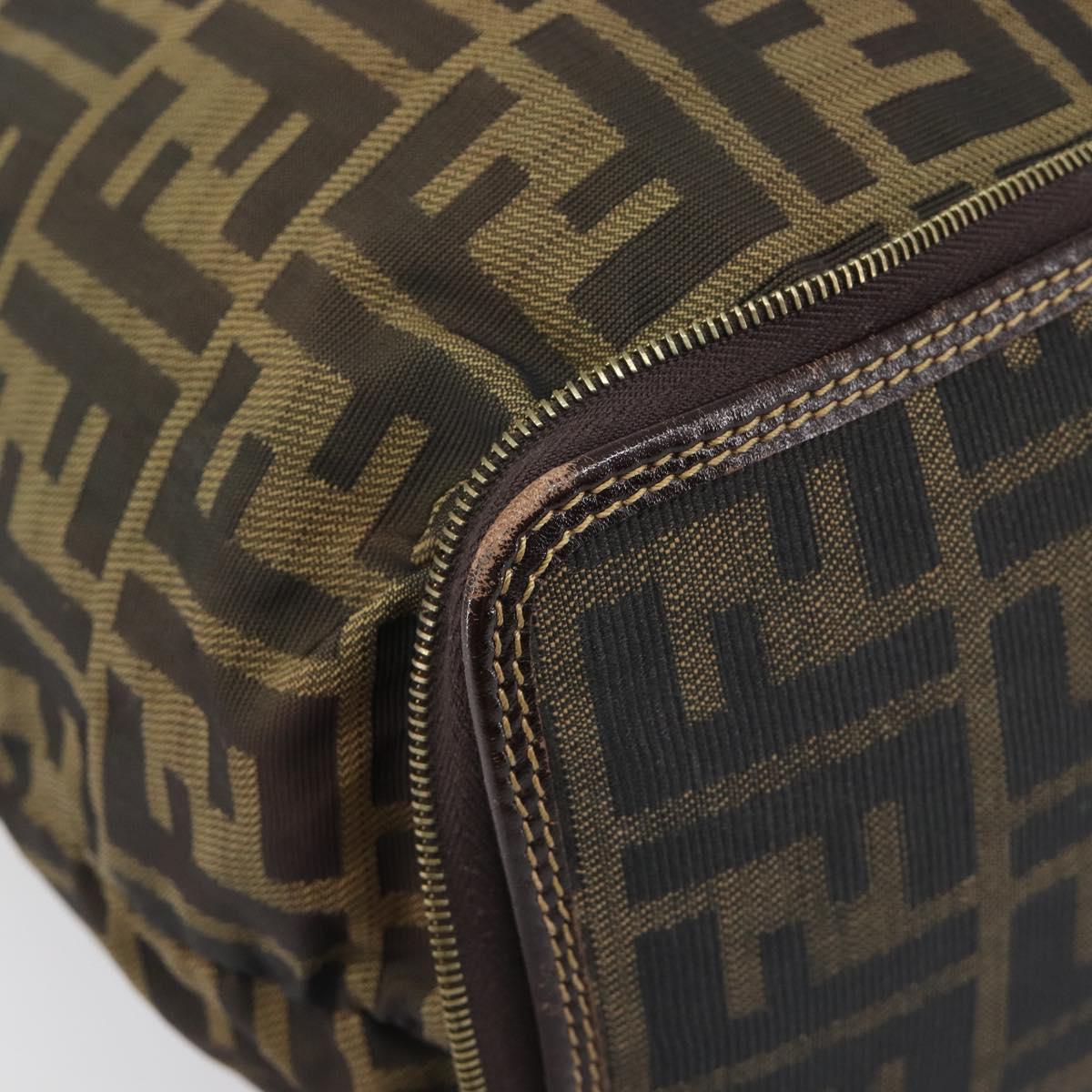 FENDI Zucca Canvas Tote Bag Nylon Brown Black Auth 199977