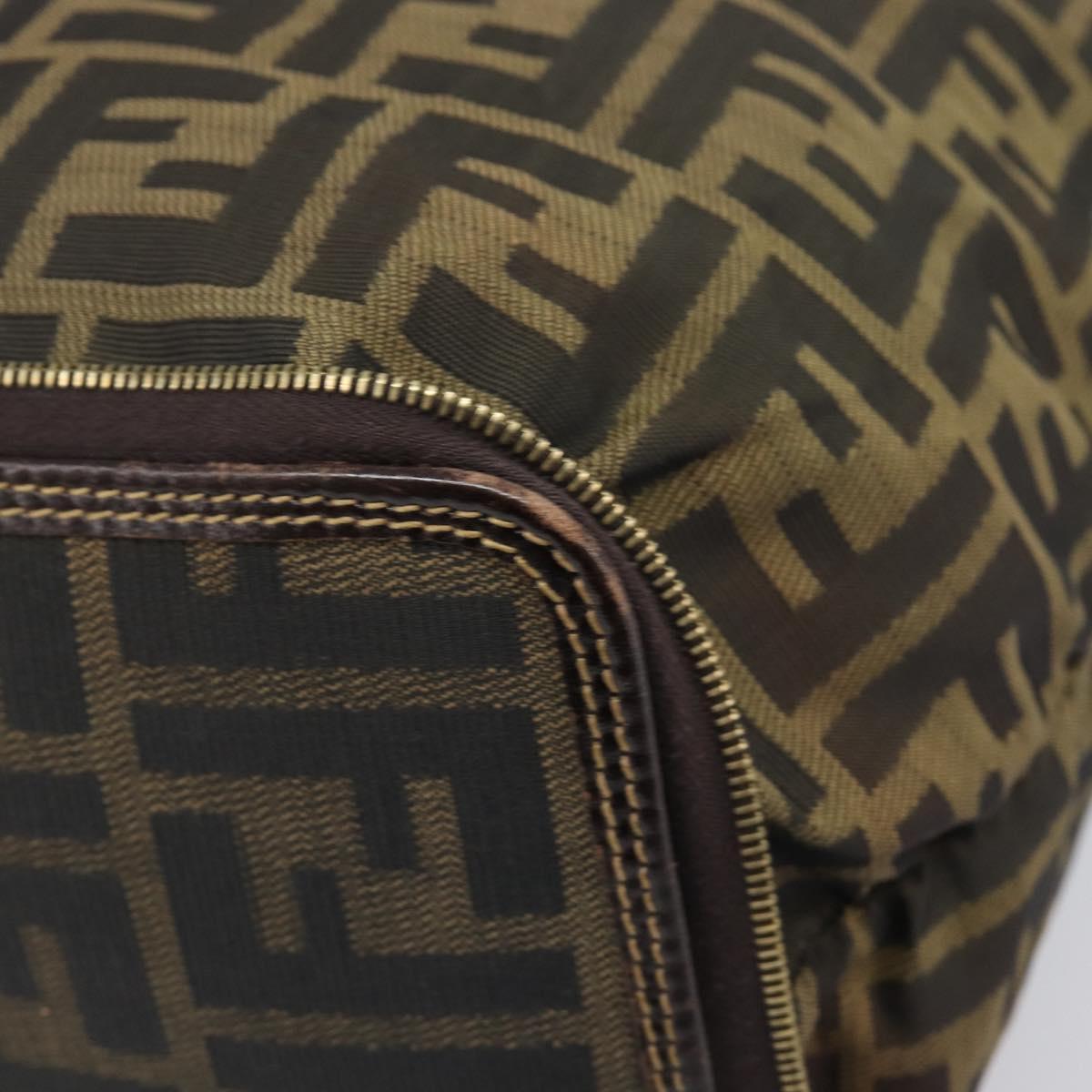 FENDI Zucca Canvas Tote Bag Nylon Brown Black Auth 199977