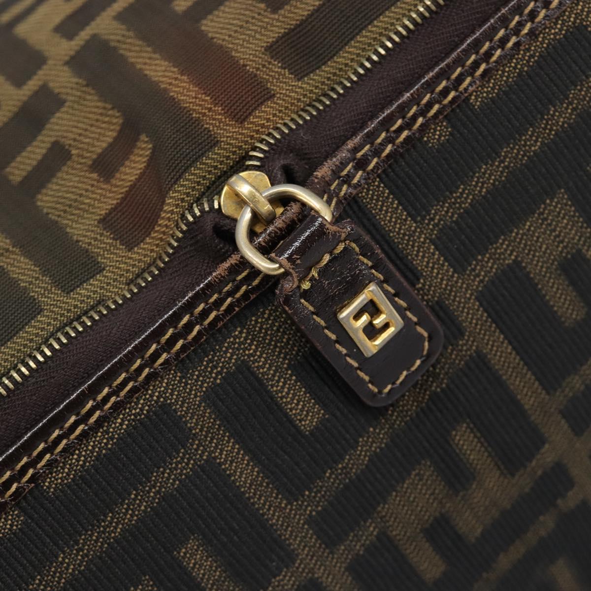 FENDI Zucca Canvas Tote Bag Nylon Brown Black Auth 199977