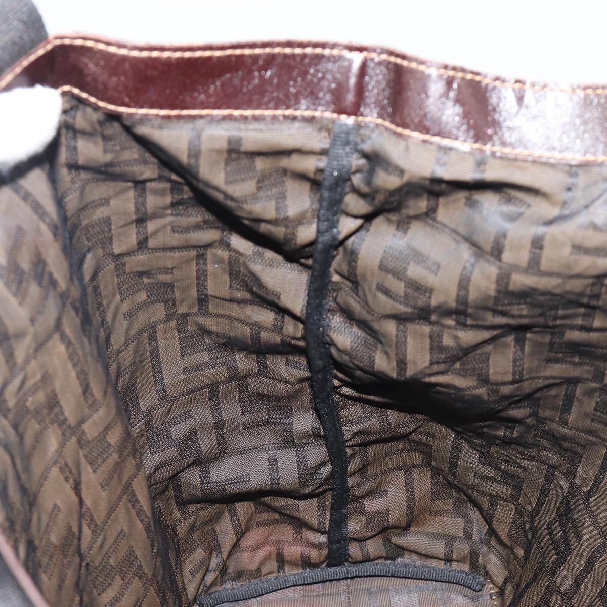 FENDI Zucca Canvas Tote Bag Nylon Brown Black Auth 199977