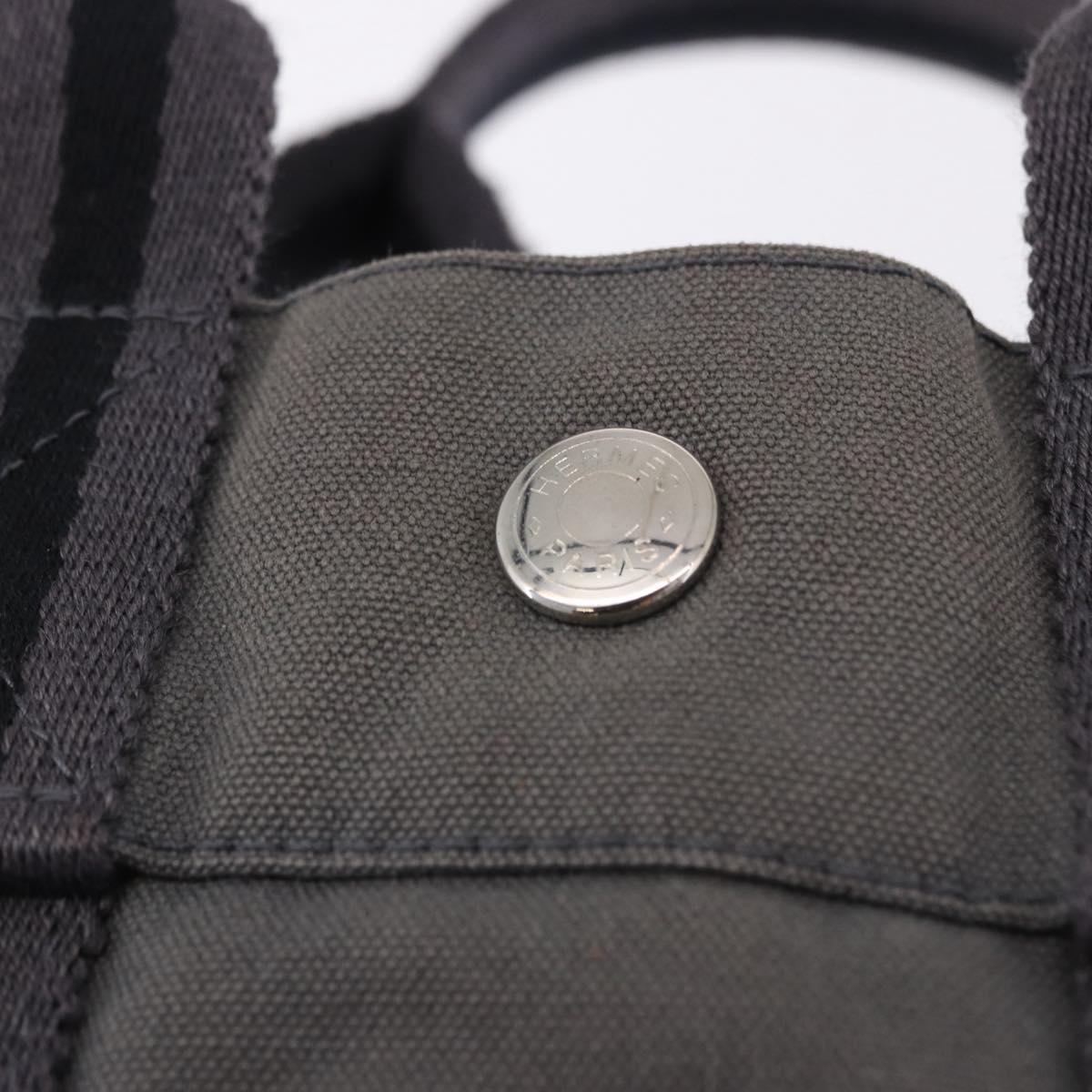 HERMES Fourre Tout PM Hand Bag cotton Gray Silver Auth 199978