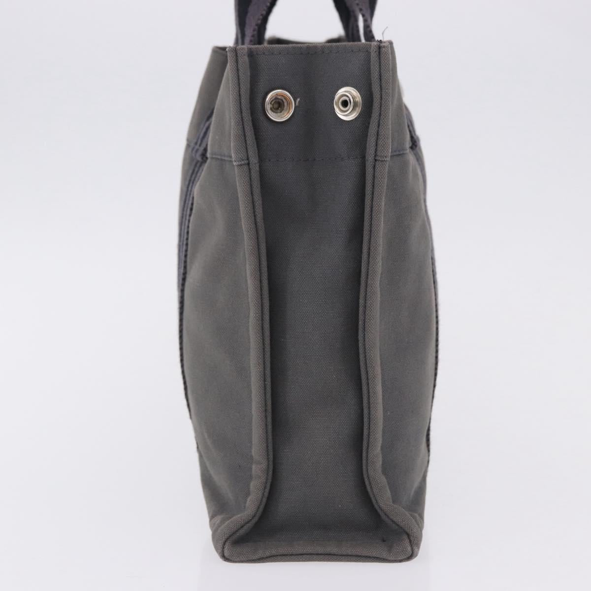 HERMES Fourre Tout PM Hand Bag cotton Gray Silver Auth 199978