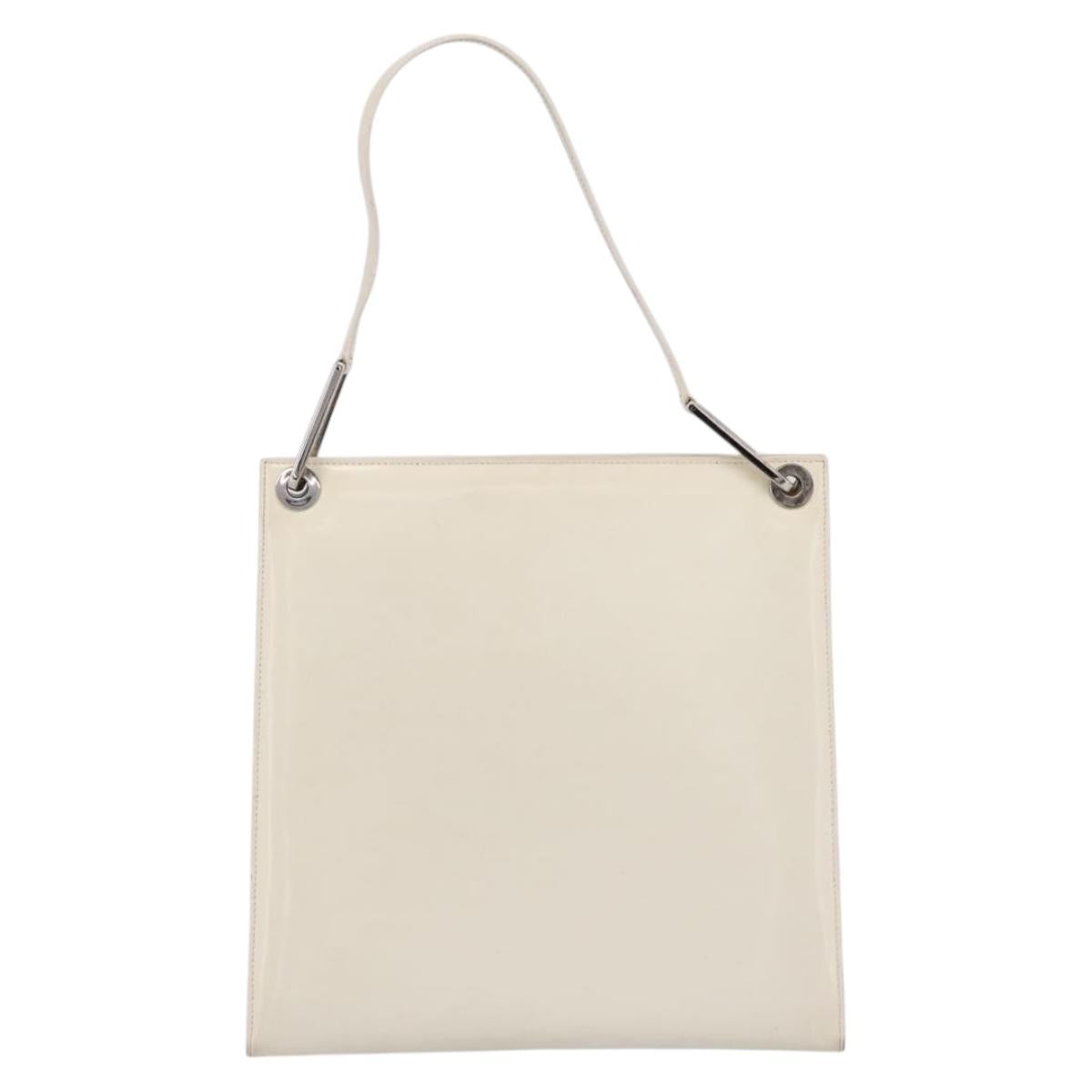 GUCCI Shoulder Bag Patent leather White Silver 001 1013 3037 Auth 199981