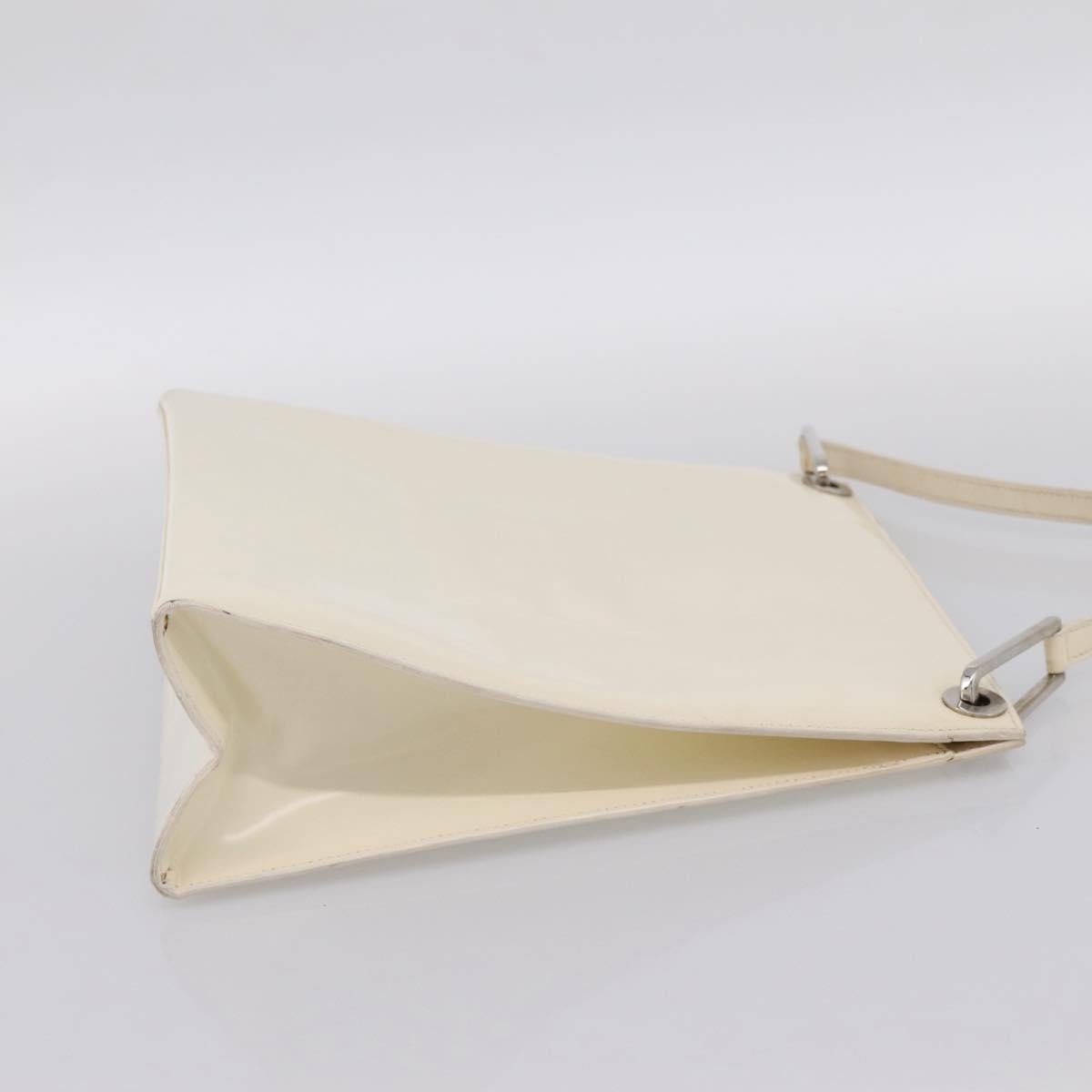 GUCCI Shoulder Bag Patent leather White Silver 001 1013 3037 Auth 199981