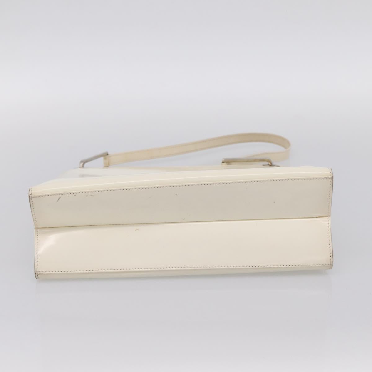 GUCCI Shoulder Bag Patent leather White Silver 001 1013 3037 Auth 199981