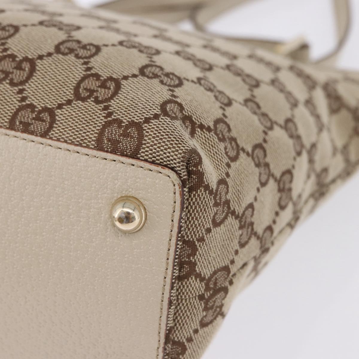 GUCCI GG Canvas Tote Bag Beige Gold 120840 Auth 199985A