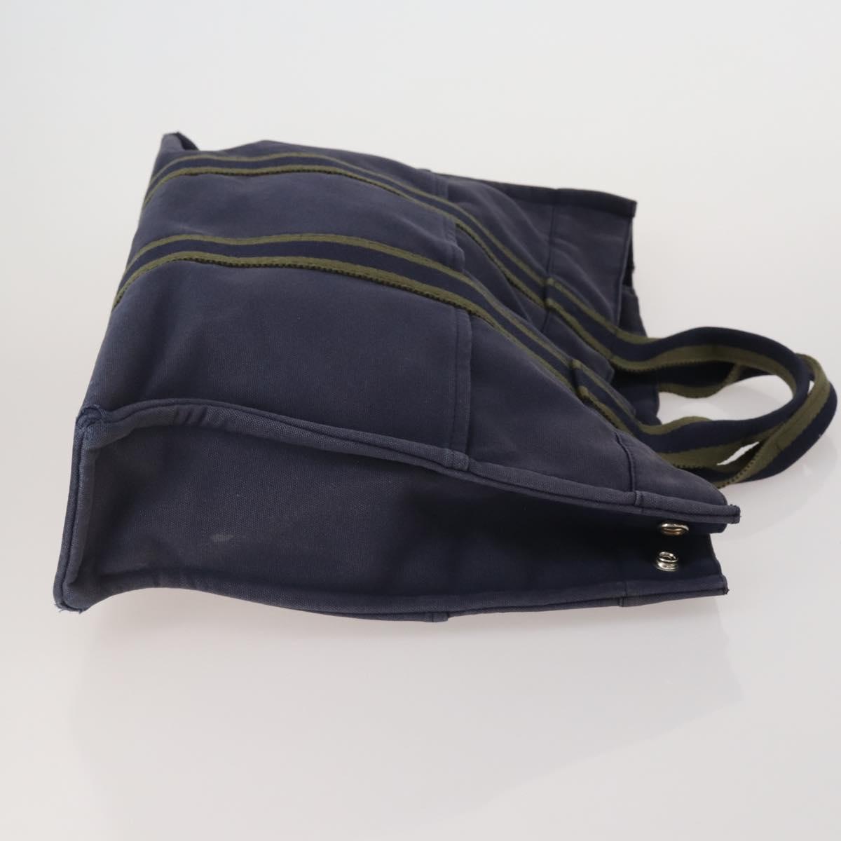 HERMES Fourre Tout MM Hand Bag cotton 4Set Navy Black Auth 199989