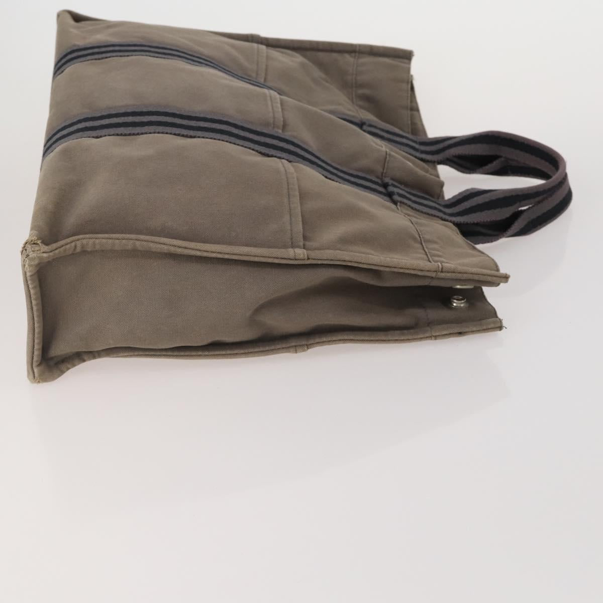 HERMES Fourre Tout MM Hand Bag cotton 4Set Navy Black Auth 199989