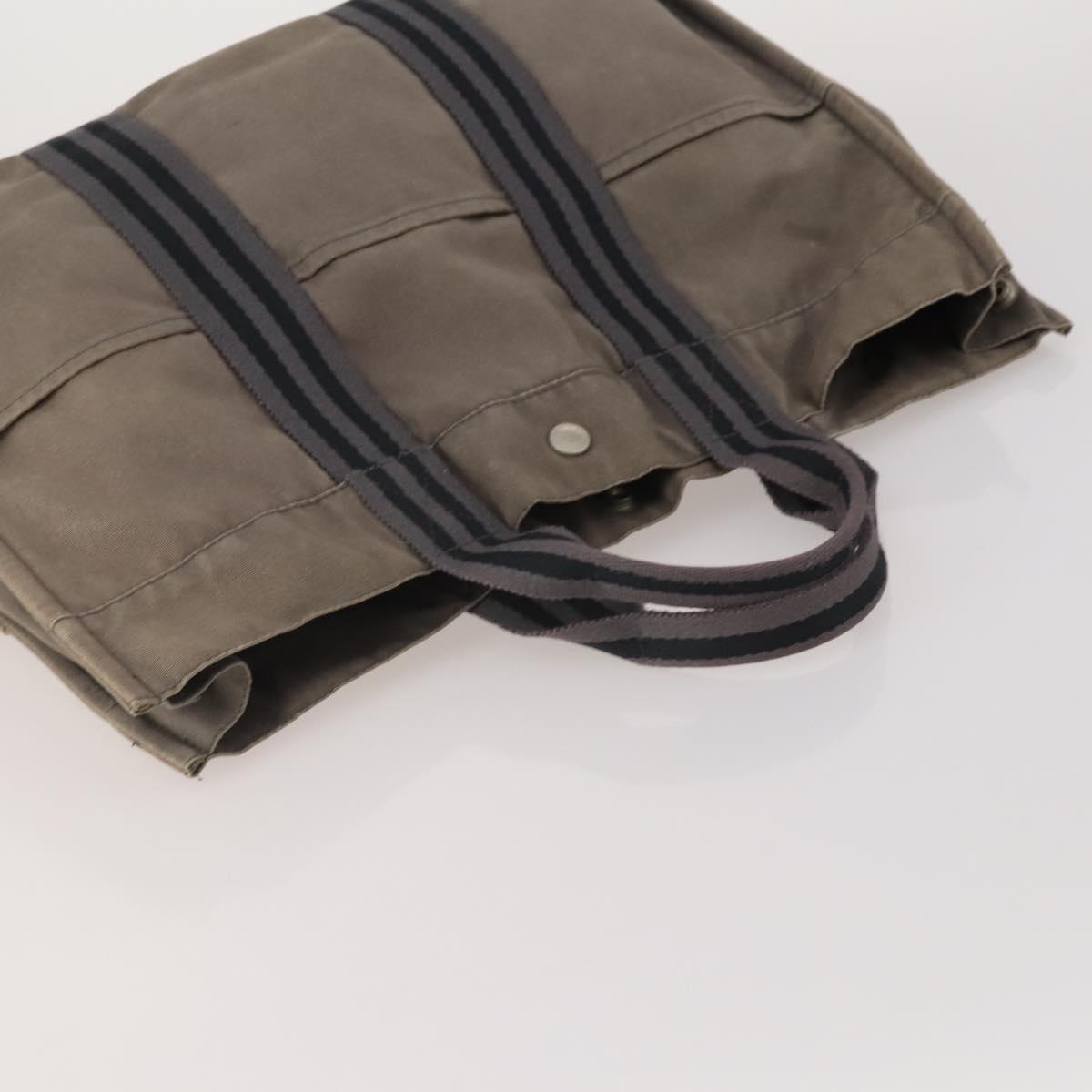 HERMES Fourre Tout MM Hand Bag cotton 4Set Navy Black Auth 199989