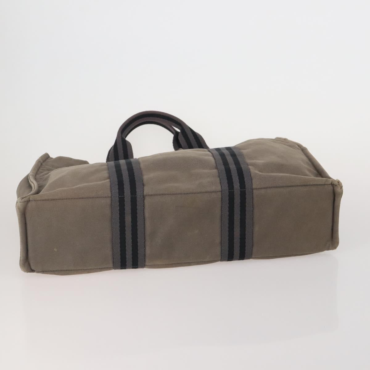 HERMES Fourre Tout MM Hand Bag cotton 4Set Navy Black Auth 199989