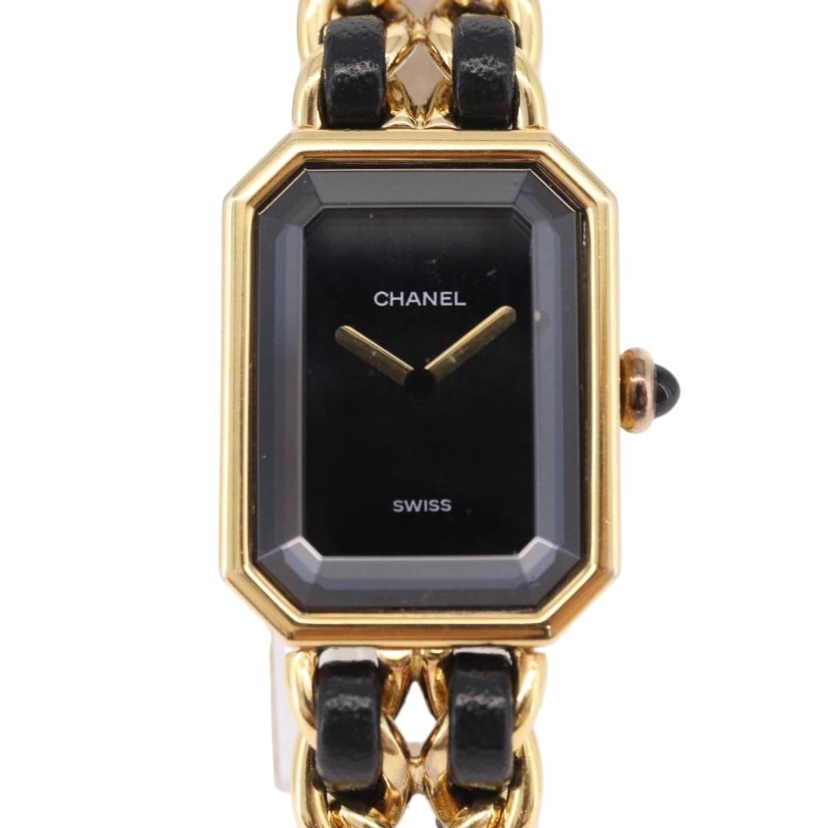 CHANEL Premiere L Watches metal Gold Tone CC Auth 199990SAM