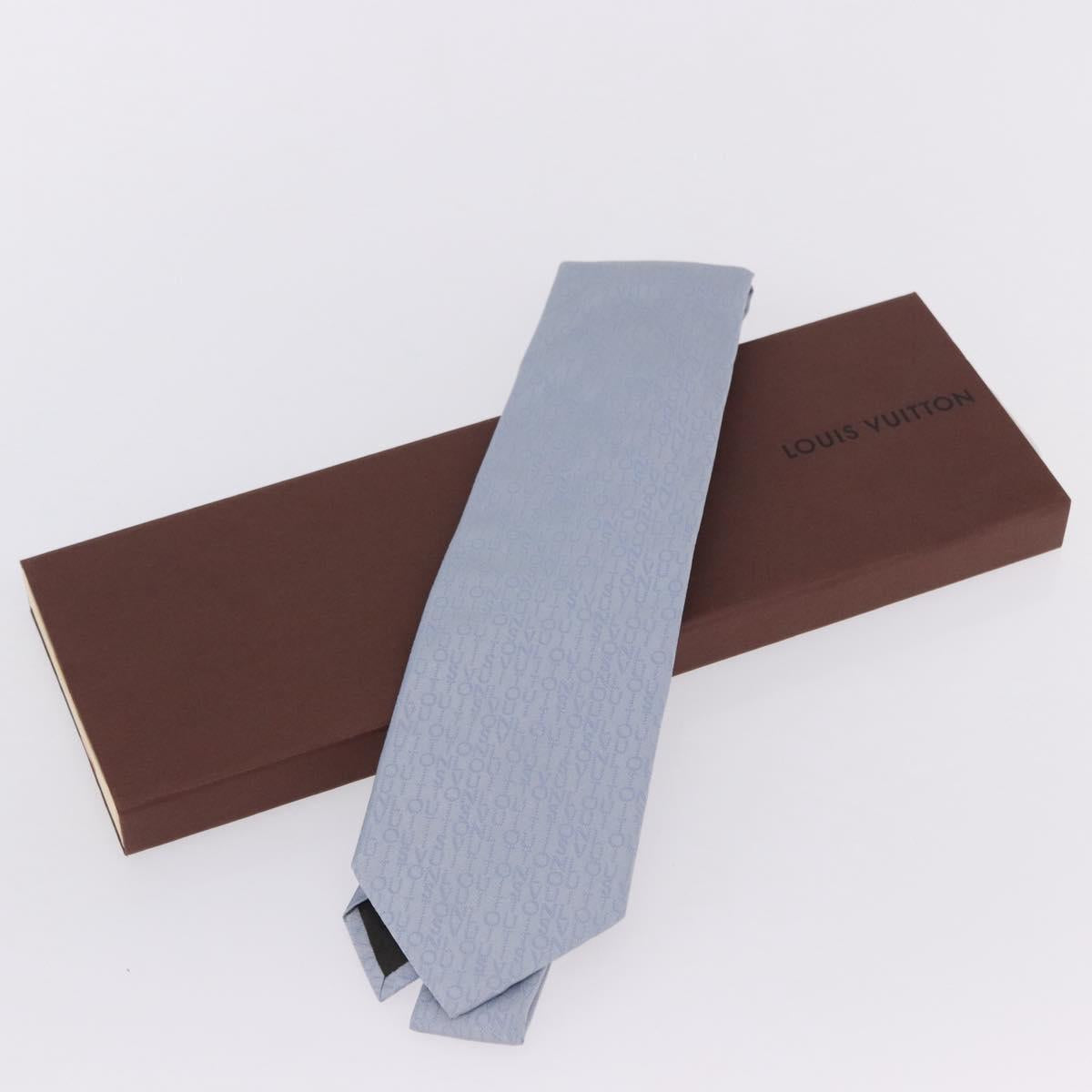 LOUIS VUITTON Necktie Silk Light Blue LV Auth 199992M