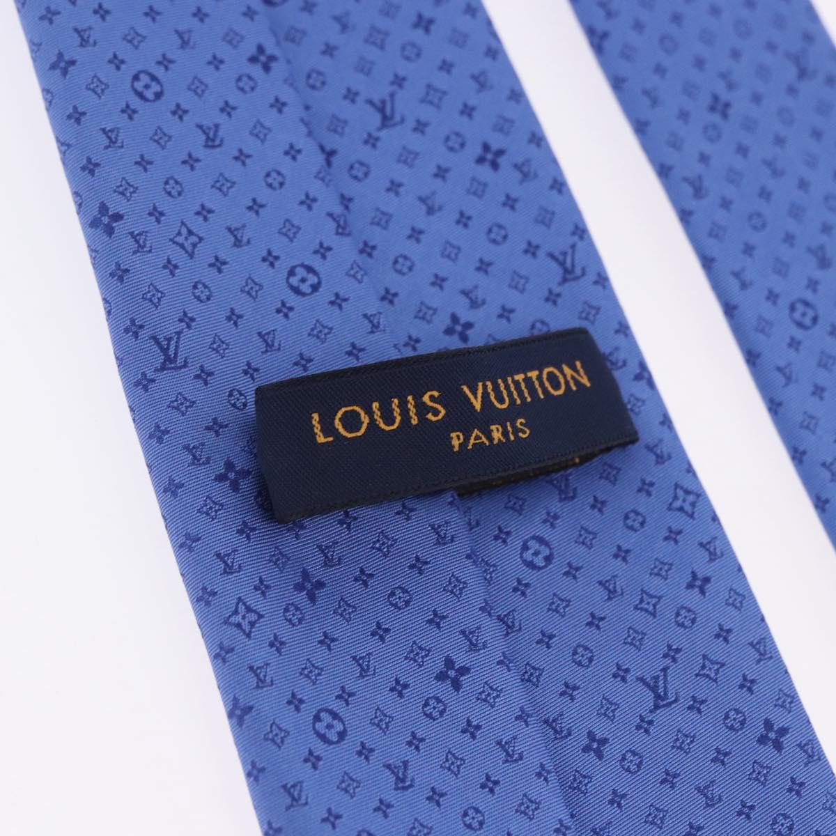 LOUIS VUITTON Necktie Silk Blue LV Auth 199993M