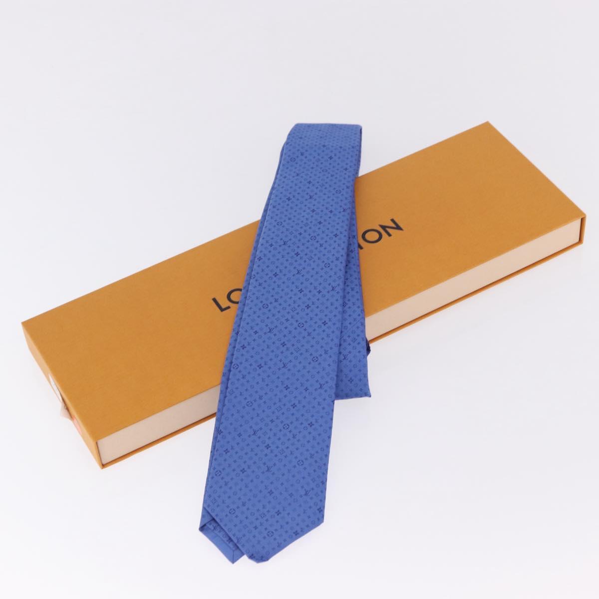 LOUIS VUITTON Necktie Silk Blue LV Auth 199993M