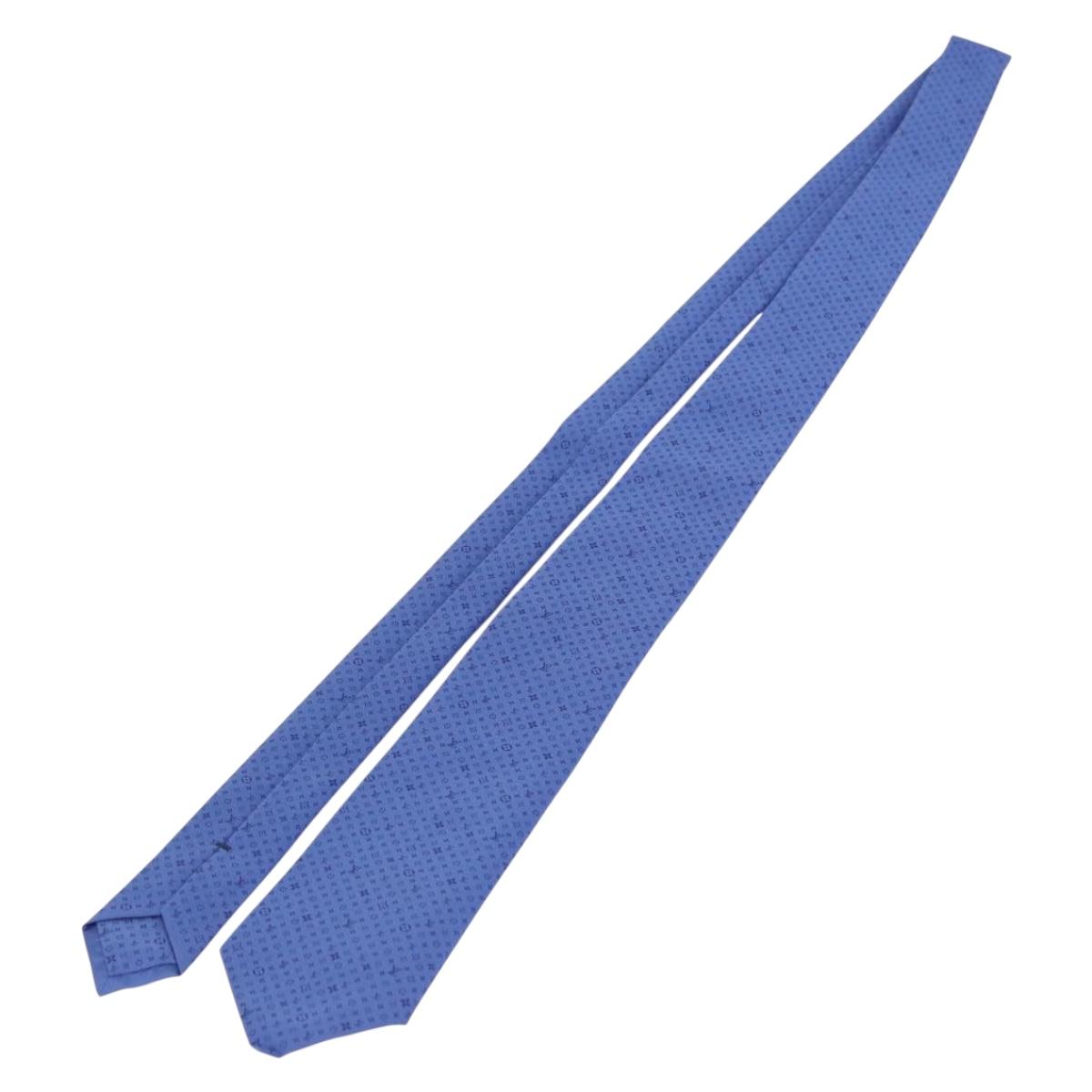 LOUIS VUITTON Necktie Silk Blue LV Auth 199993M