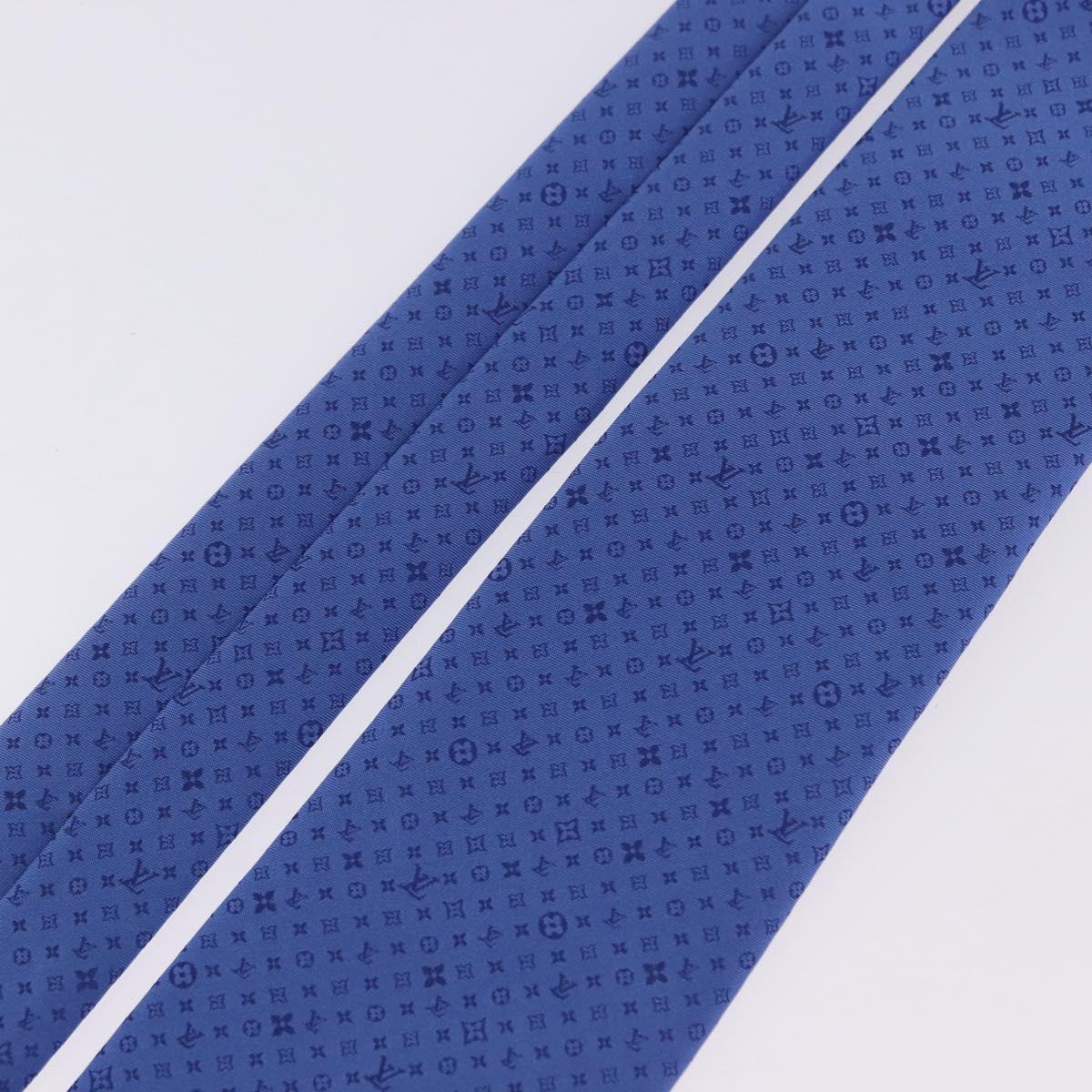 LOUIS VUITTON Necktie Silk Blue LV Auth 199993M