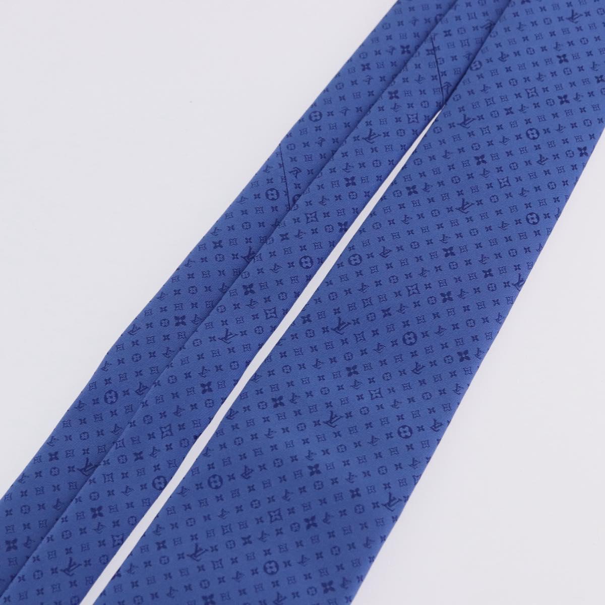 LOUIS VUITTON Necktie Silk Blue LV Auth 199993M