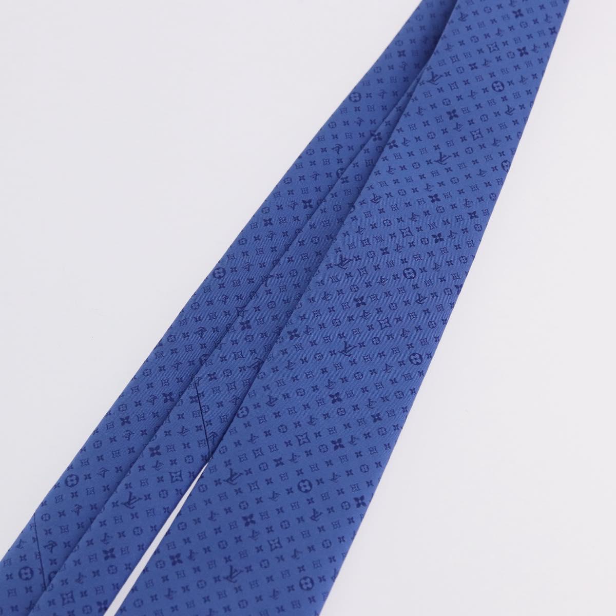 LOUIS VUITTON Necktie Silk Blue LV Auth 199993M