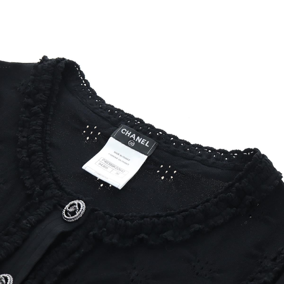 CHANEL cardigan Jacket Viscose Black CC Auth 199994M