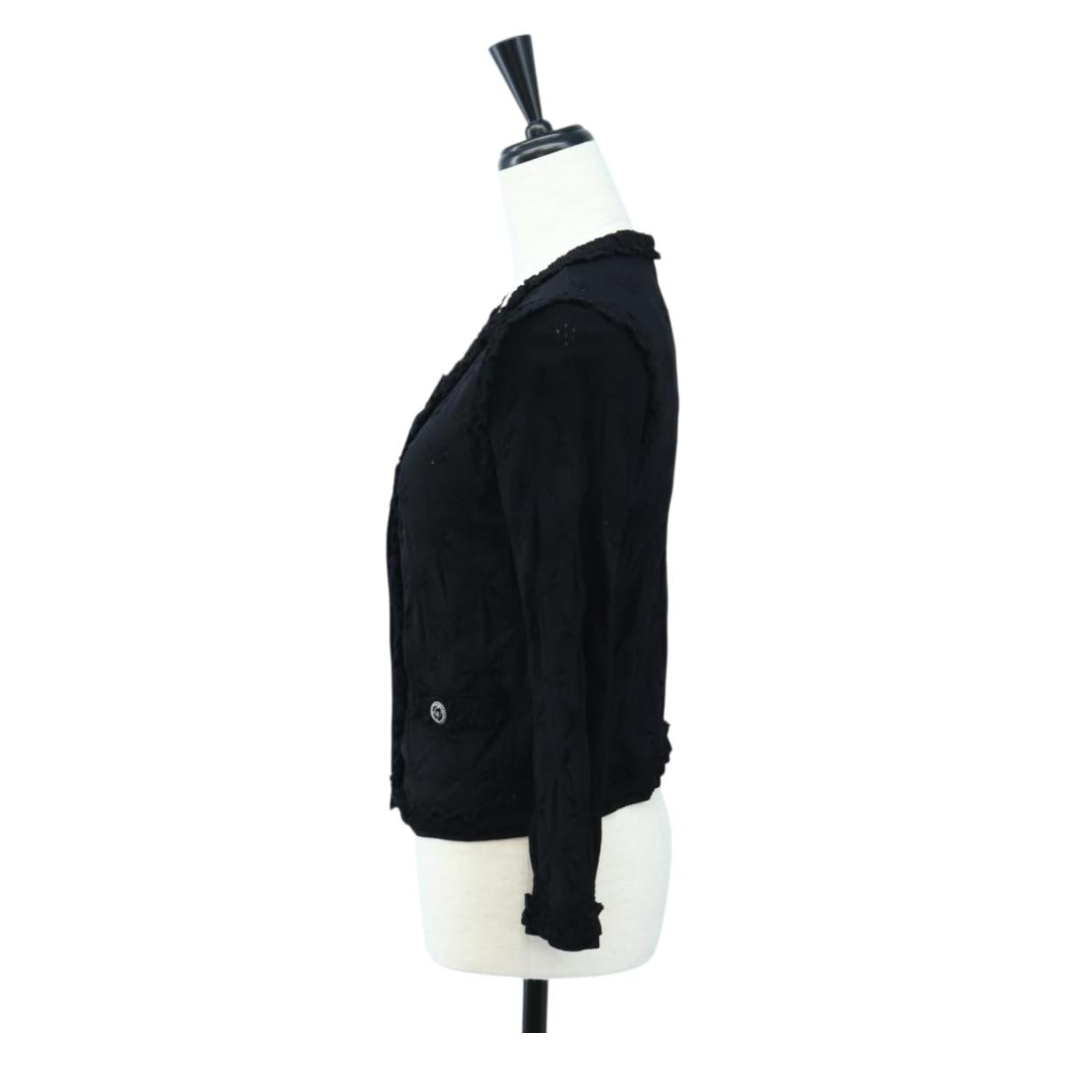 CHANEL cardigan Jacket Viscose Black CC Auth 199994M