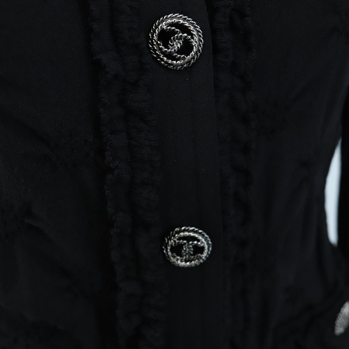 CHANEL cardigan Jacket Viscose Black CC Auth 199994M