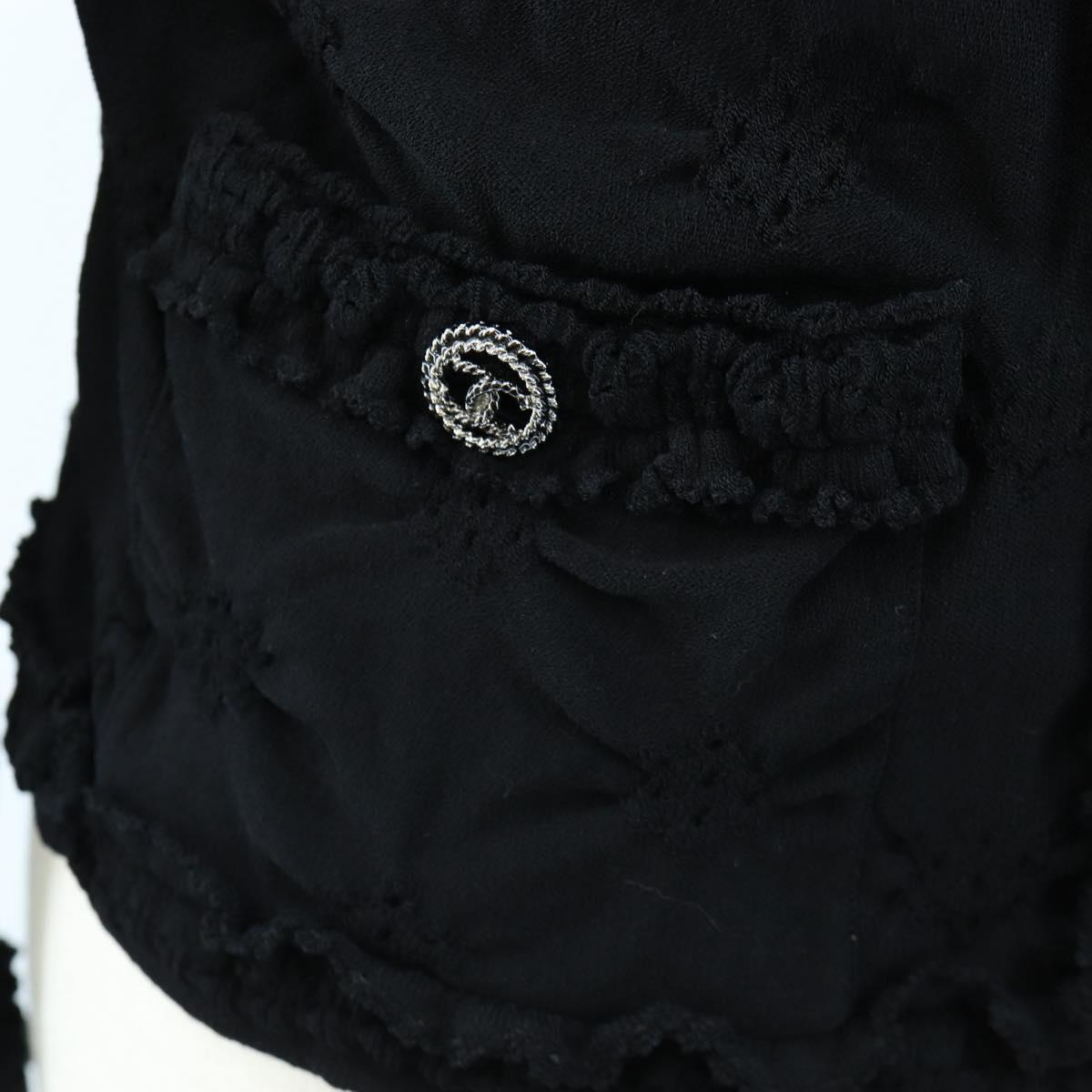 CHANEL cardigan Jacket Viscose Black CC Auth 199994M