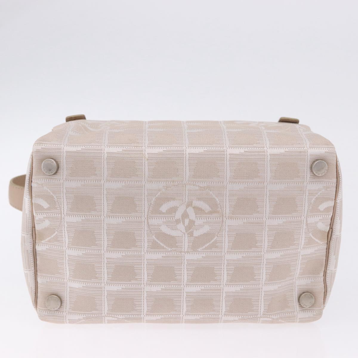 CHANEL New Travel Line Cosmetic Pouch Nylon Beige CC Auth 199997A