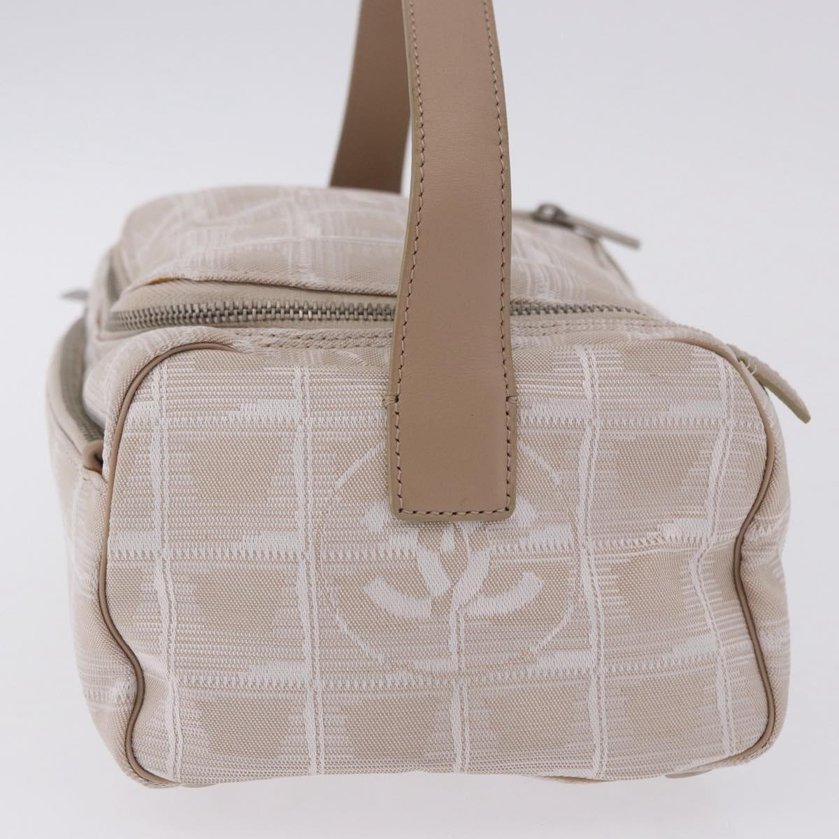CHANEL New Travel Line Cosmetic Pouch Nylon Beige CC Auth 199997A