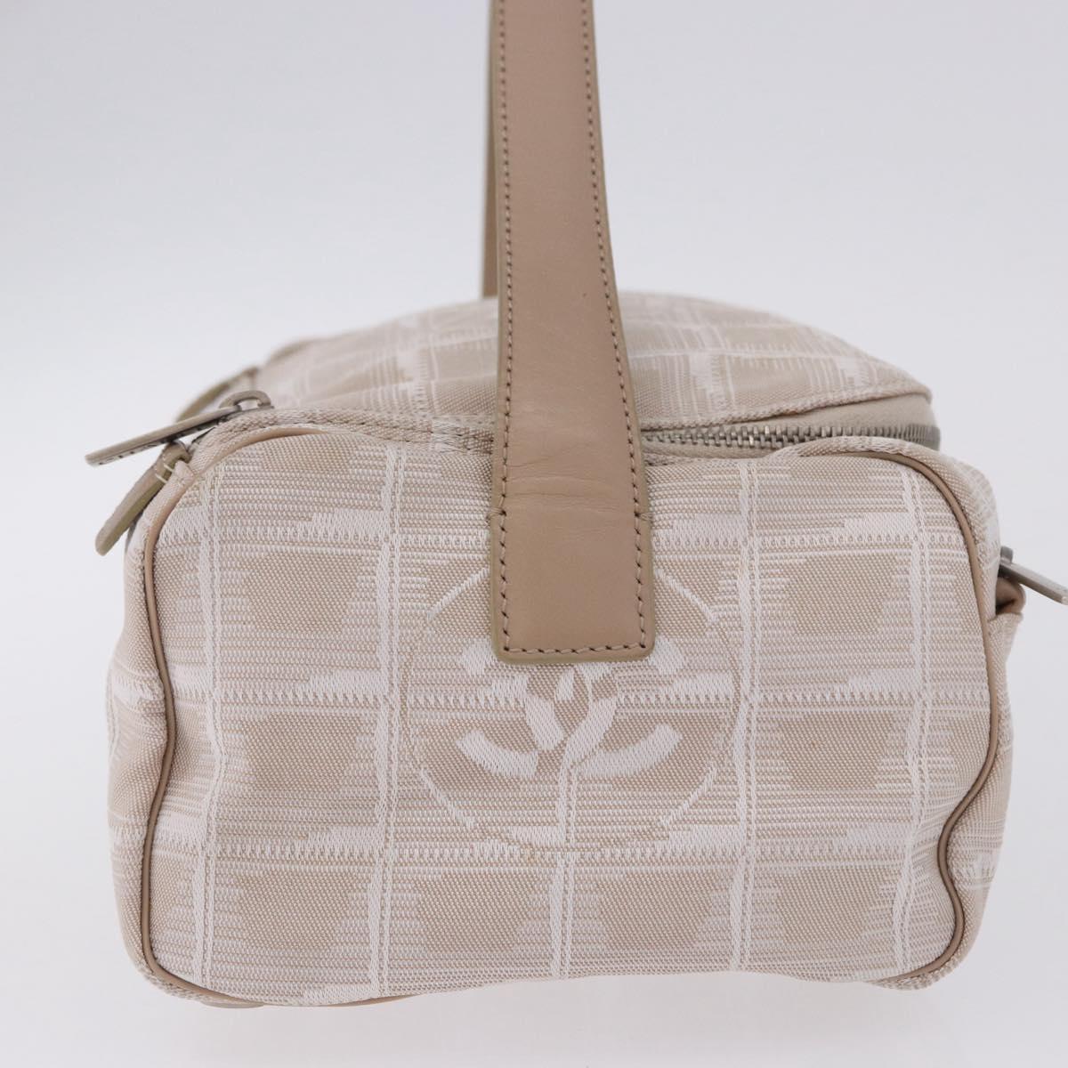 CHANEL New Travel Line Cosmetic Pouch Nylon Beige CC Auth 199997A