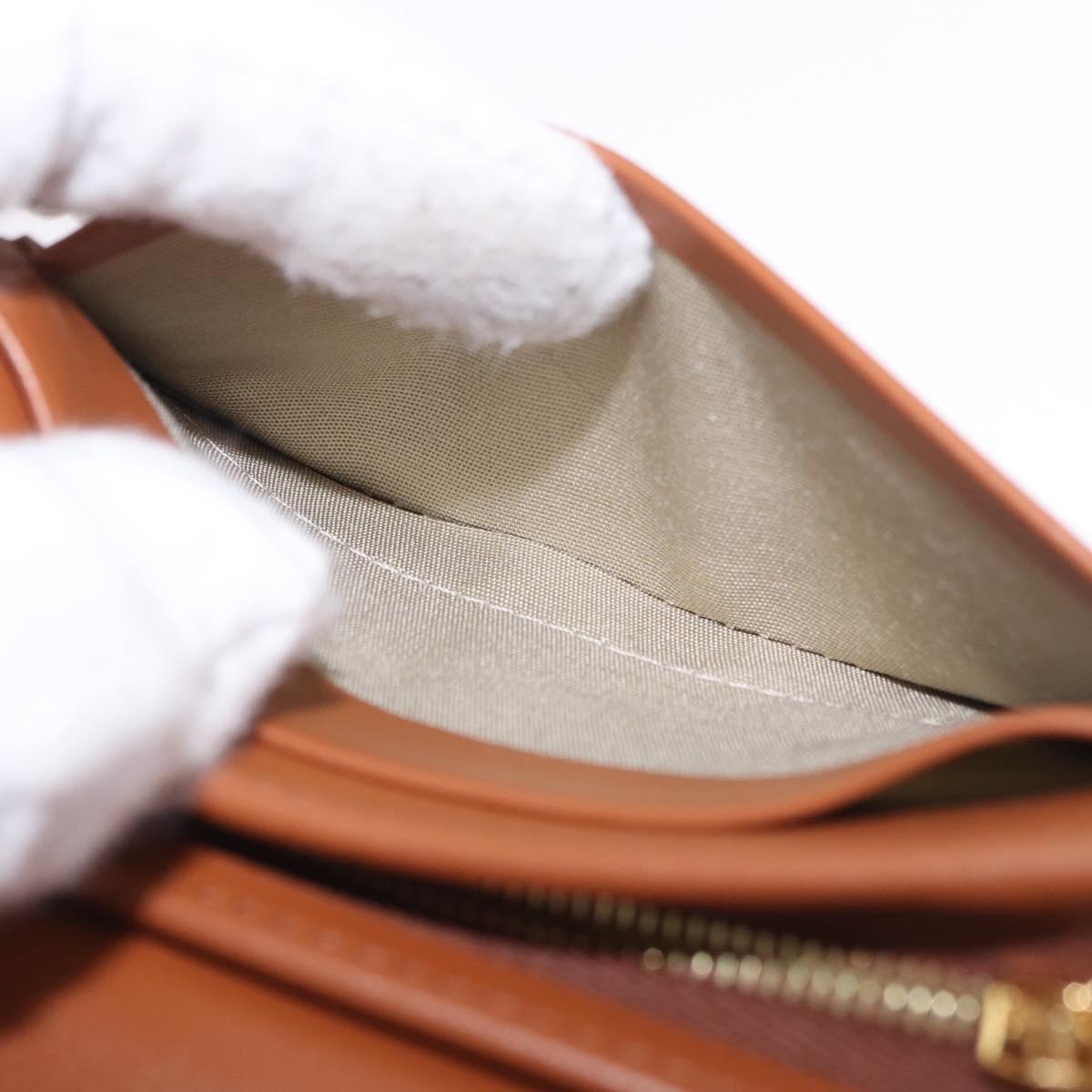 CELINE Triomphe Wallet PVC Gold Dark Brown Auth 200004M