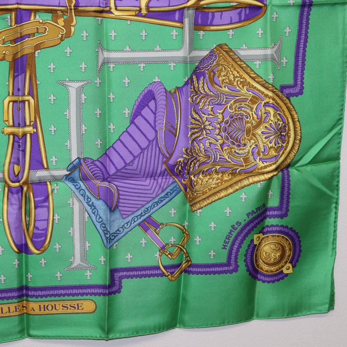 HERMES Carre 90 Scarf Silk Green Auth 200005M