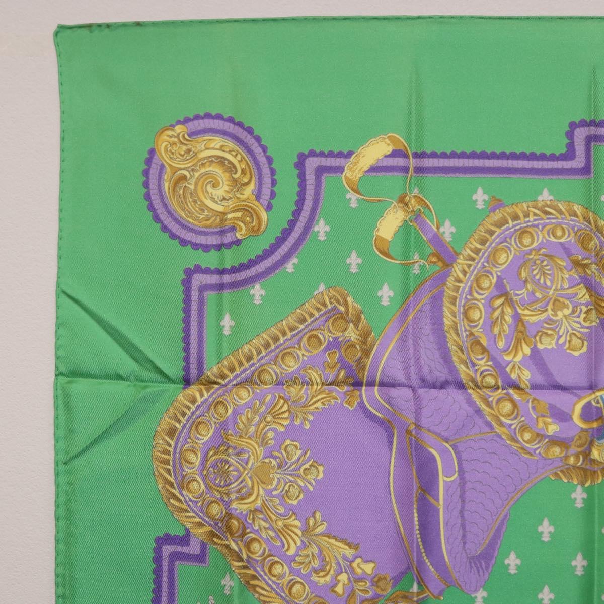 HERMES Carre 90 Scarf Silk Green Auth 200005M
