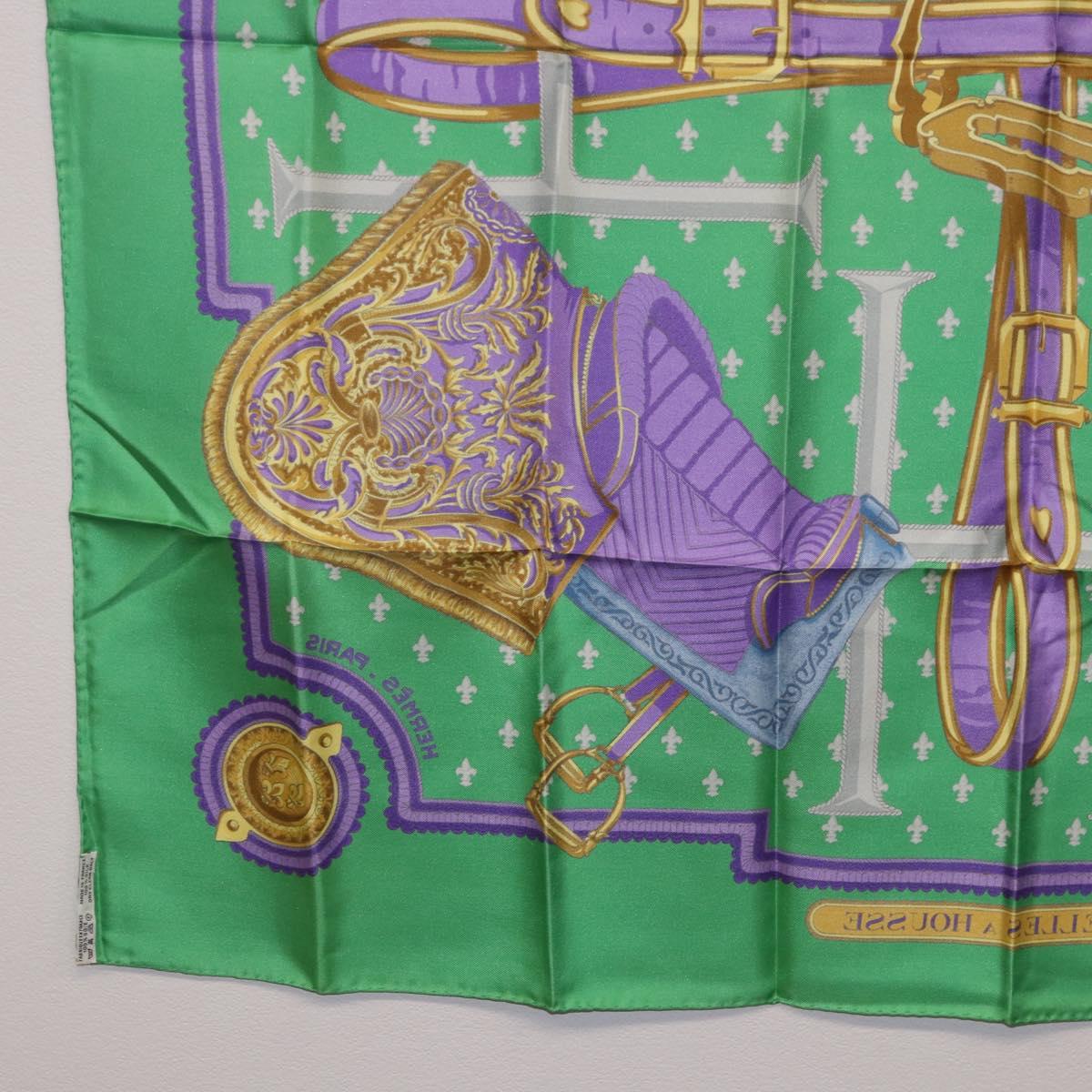HERMES Carre 90 Scarf Silk Green Auth 200005M