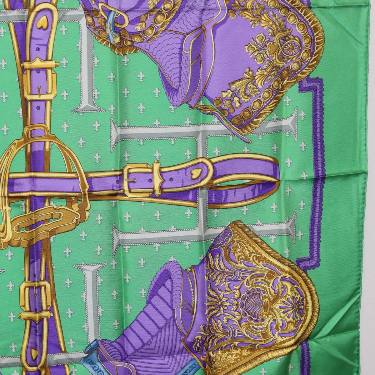 HERMES Carre 90 Scarf Silk Green Auth 200005M