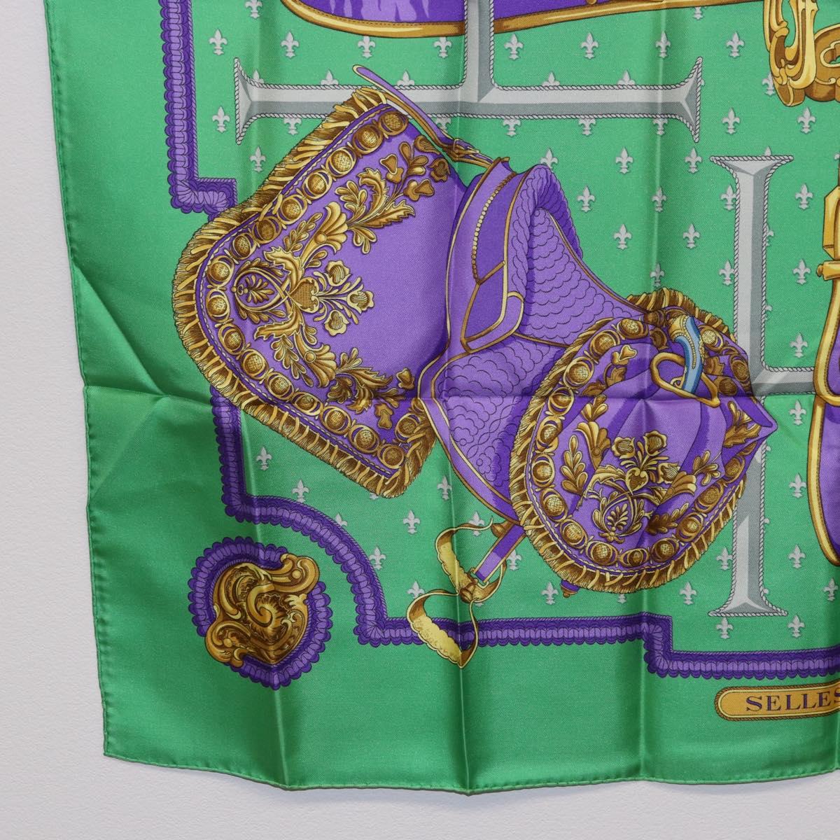 HERMES Carre 90 Scarf Silk Green Auth 200005M