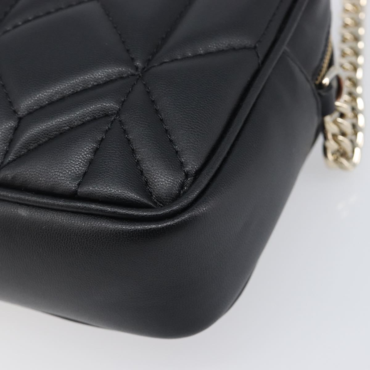 Jimmy Choo Chain Shoulder Bag Leather Black Gold Auth 200006A