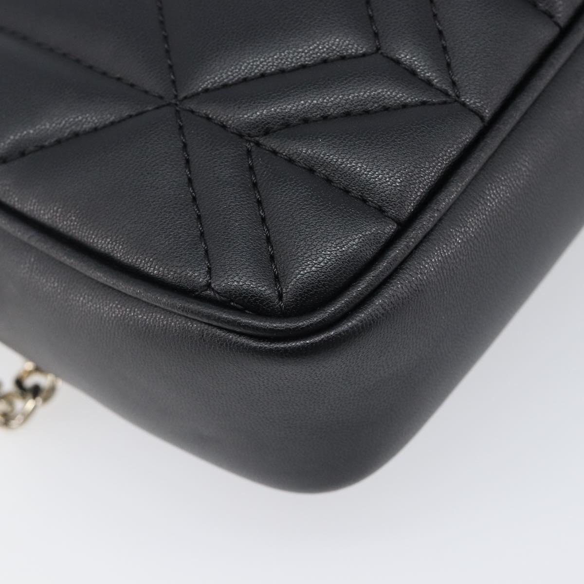 Jimmy Choo Chain Shoulder Bag Leather Black Gold Auth 200006A