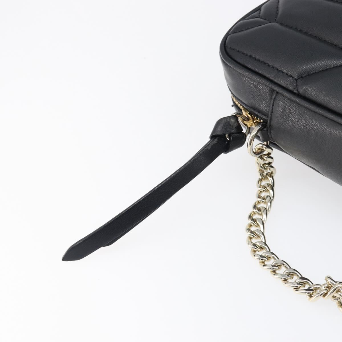 Jimmy Choo Chain Shoulder Bag Leather Black Gold Auth 200006A