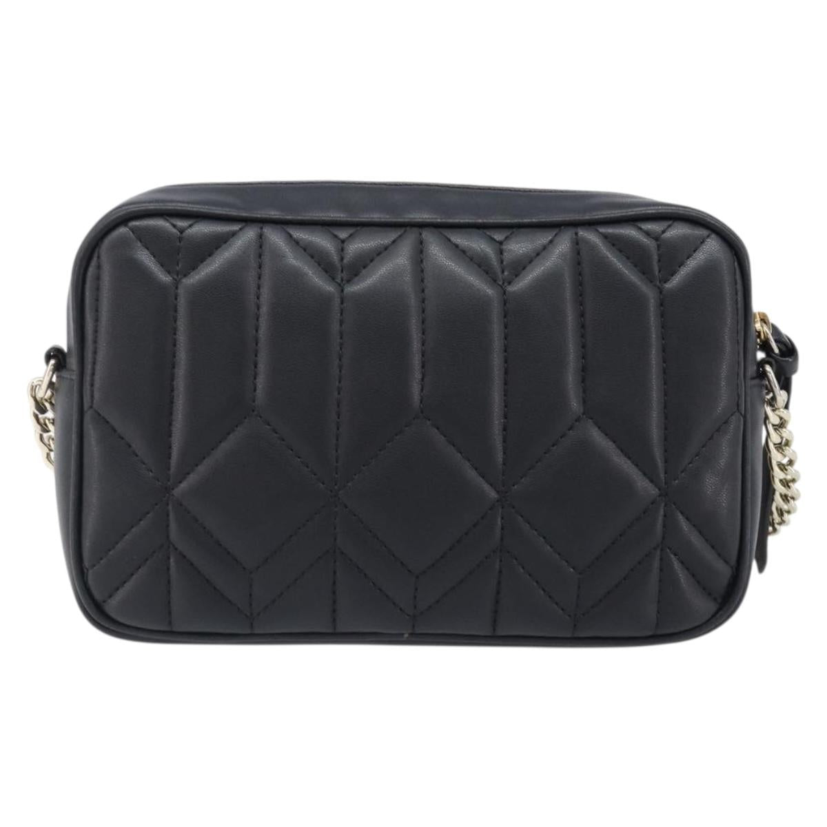 Jimmy Choo Chain Shoulder Bag Leather Black Gold Auth 200006A