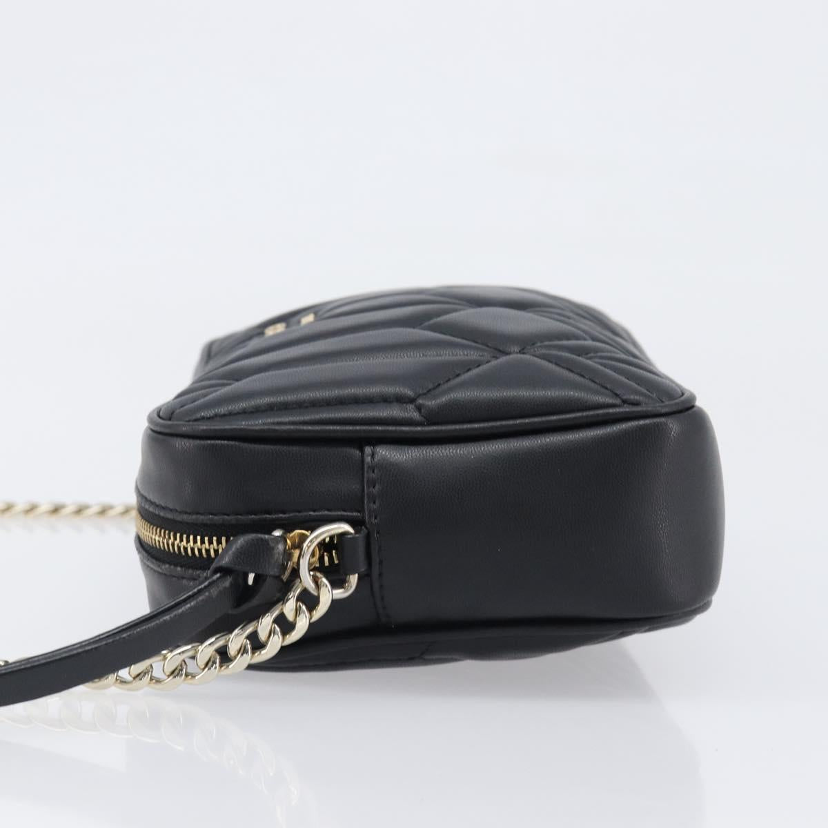 Jimmy Choo Chain Shoulder Bag Leather Black Gold Auth 200006A