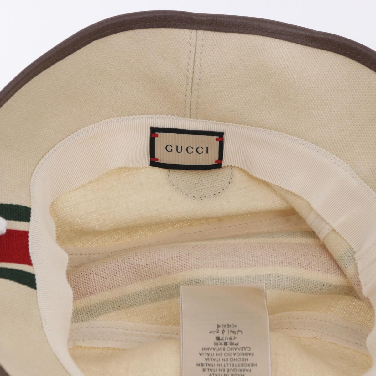 GUCCI Web Sherry Line Hat Canvas L Beige Auth 200007M