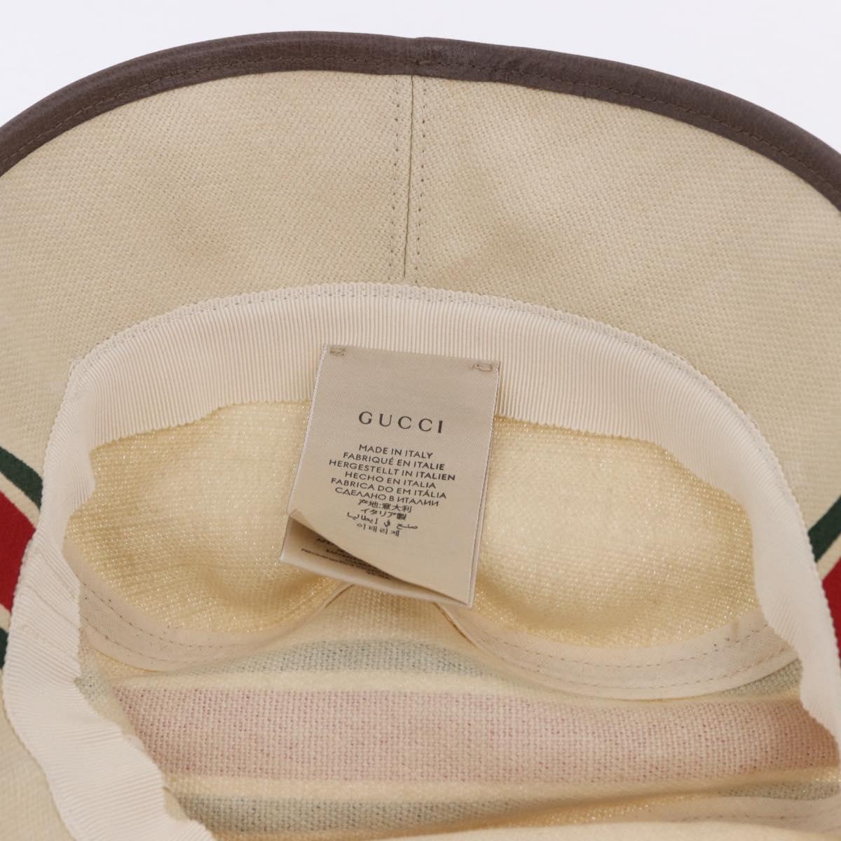 GUCCI Web Sherry Line Hat Canvas L Beige Auth 200007M