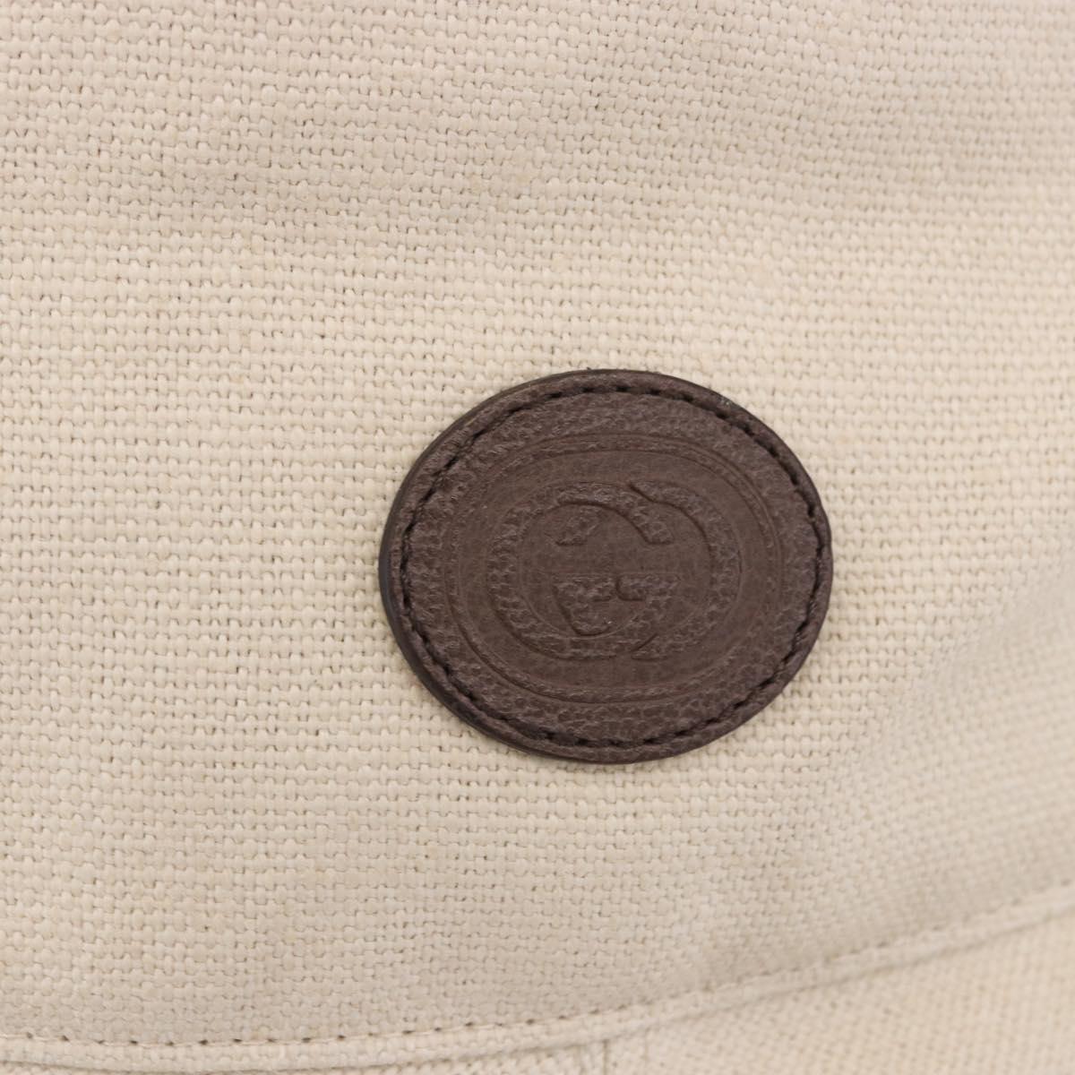 GUCCI Web Sherry Line Hat Canvas L Beige Auth 200007M