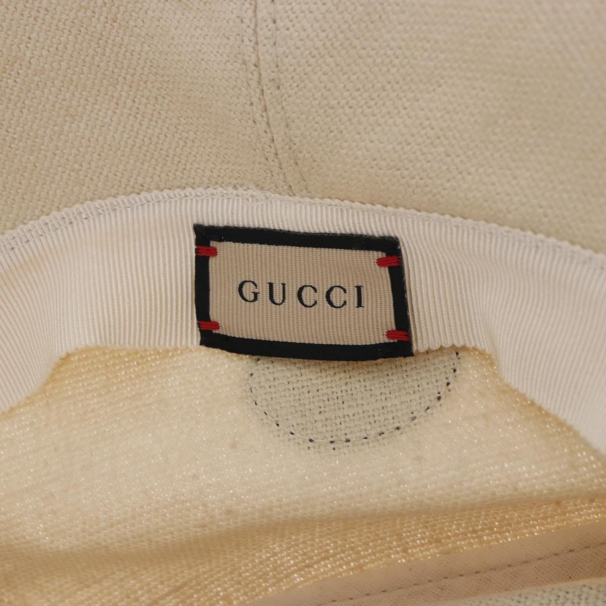 GUCCI Web Sherry Line Hat Canvas L Beige Auth 200007M