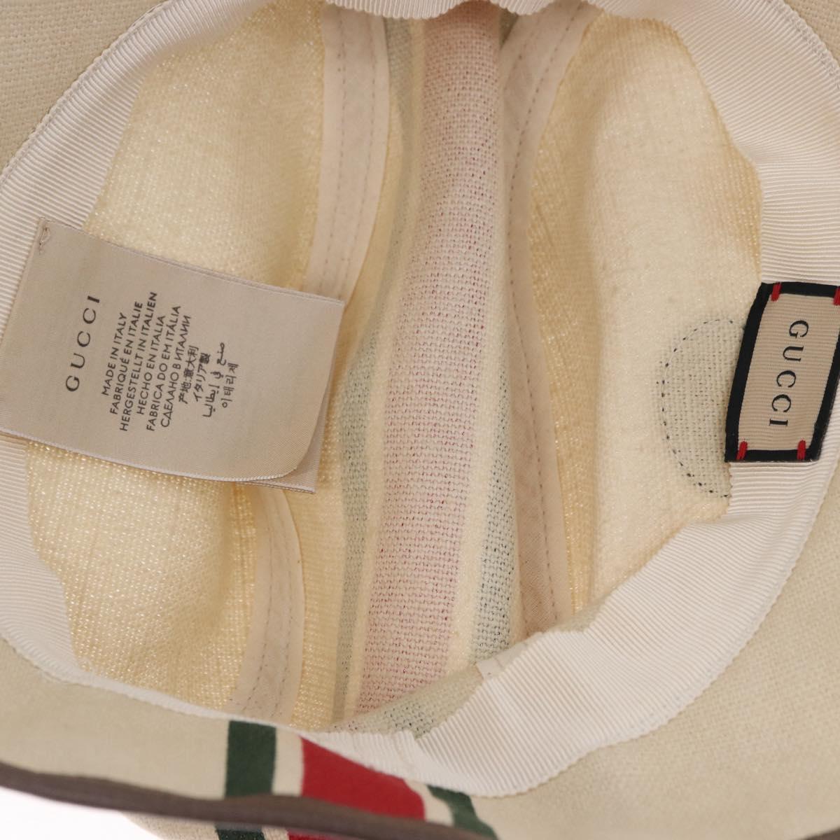 GUCCI Web Sherry Line Hat Canvas L Beige Auth 200007M