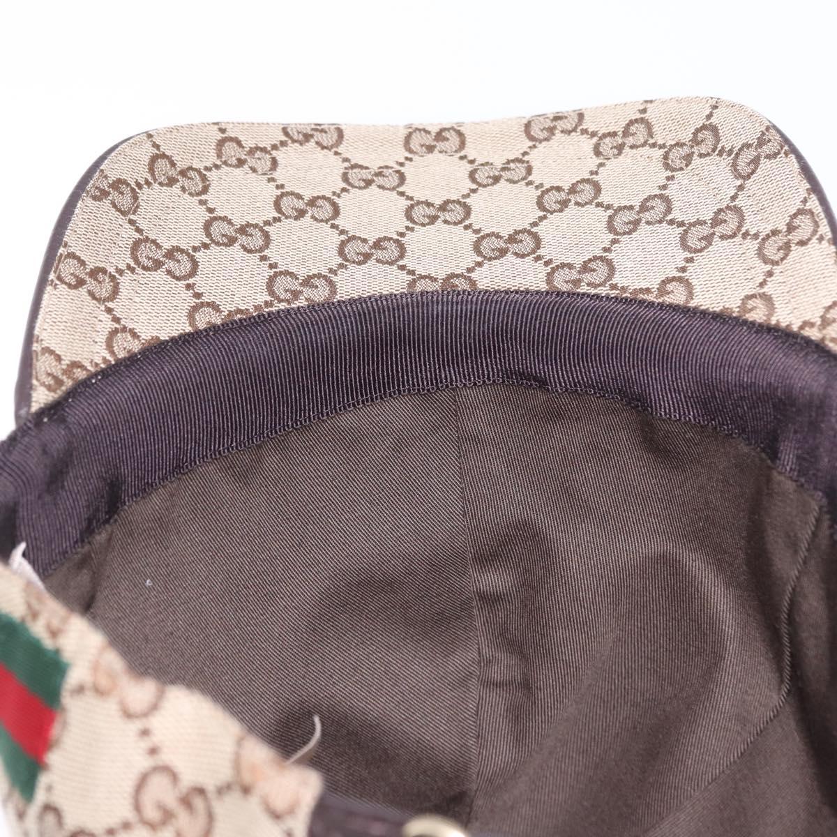 GUCCI GG Canvas Web Sherry Line Hat L Beige Auth 200008M