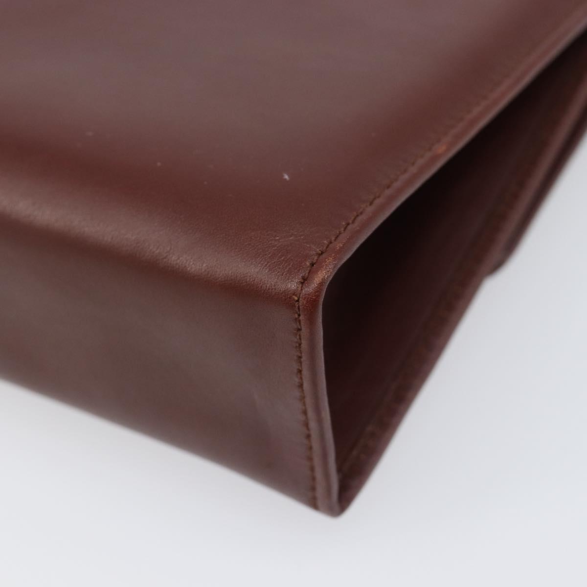 Salvatore Ferragamo Clutch Bag Leather Brown Gold Auth 200009