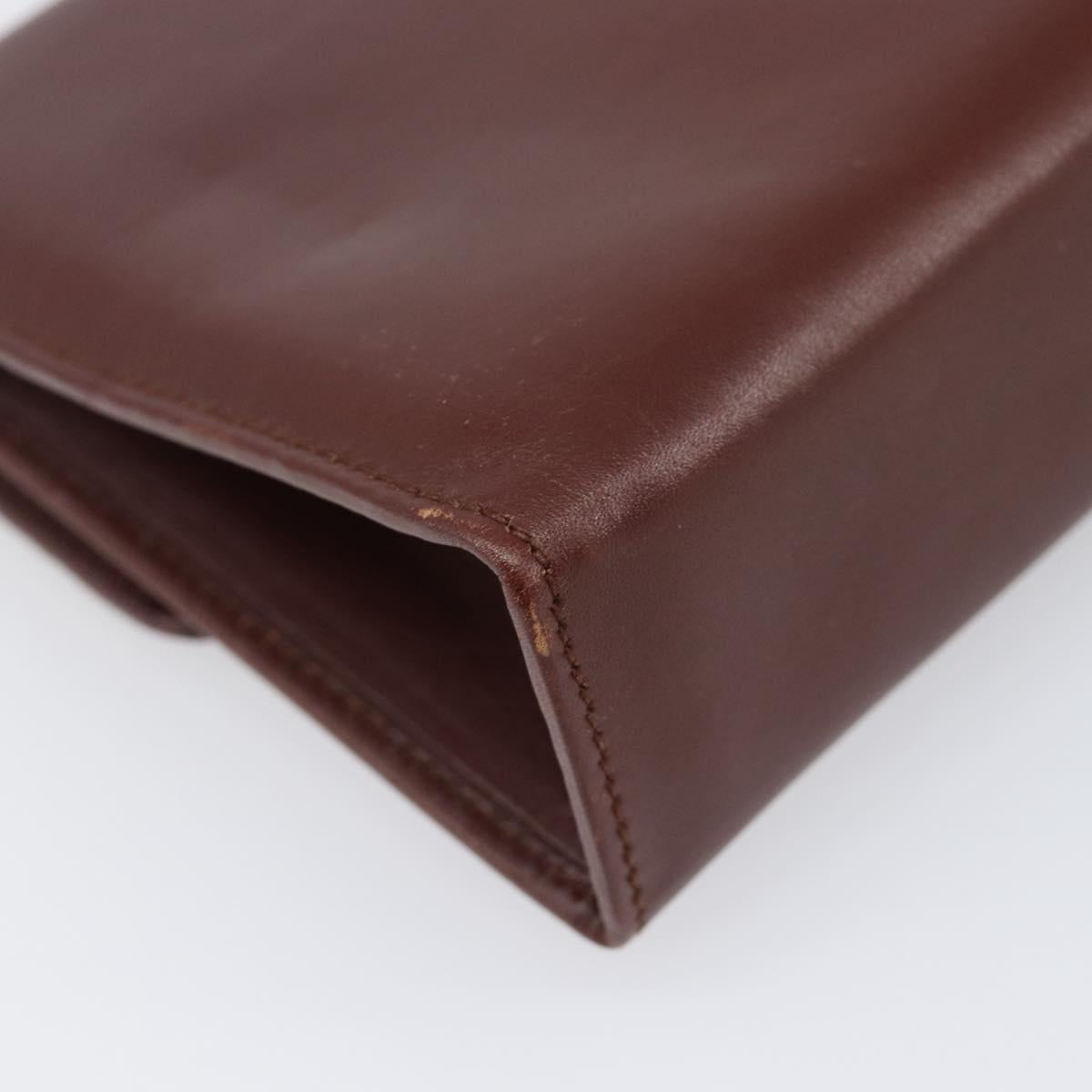 Salvatore Ferragamo Clutch Bag Leather Brown Gold Auth 200009
